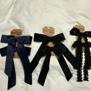 Heirloom Bows - 6 total; Elegant Hair Bows Set in Black and Navy